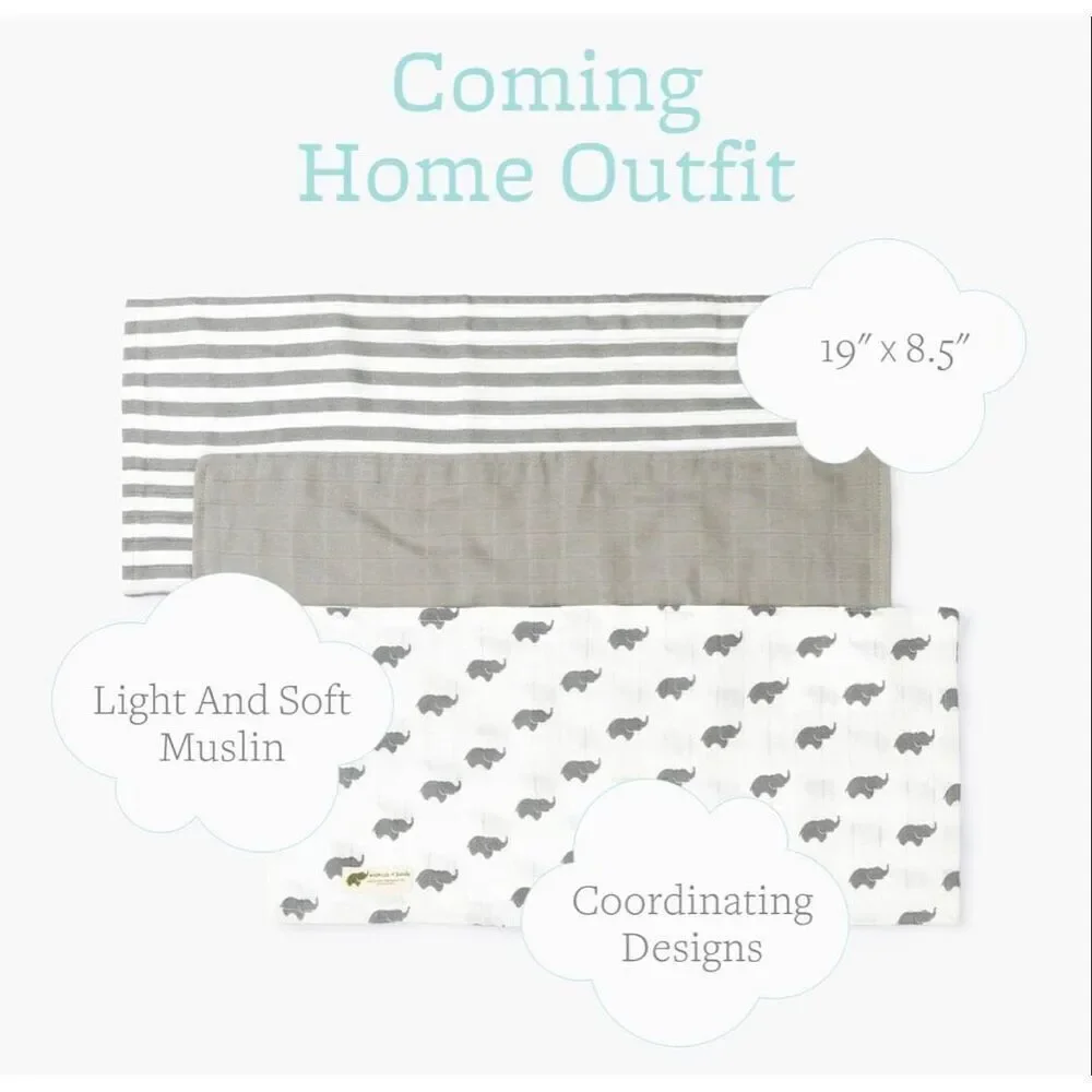 NWT Monica and Andy Organic Cotton 8 piece Blanket and Burp Cloth Bundle - Gende